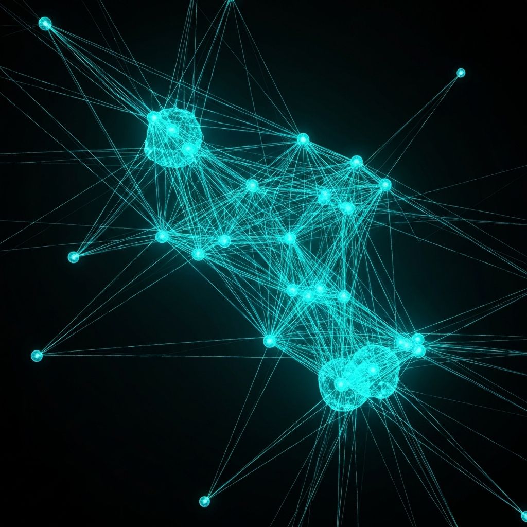 AI neural network visualization showing interconnected intelligence nodes